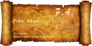 Puhr Alex névjegykártya